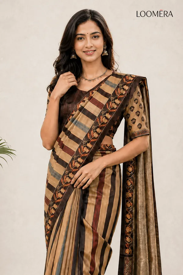 Beige_and_Brown_Ajrakh_Printed_Saree