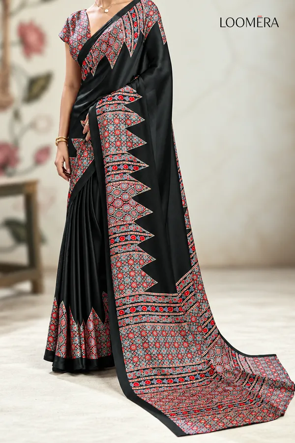 Black_Premium_Satin_Saree_with_Ajrakh_Print
