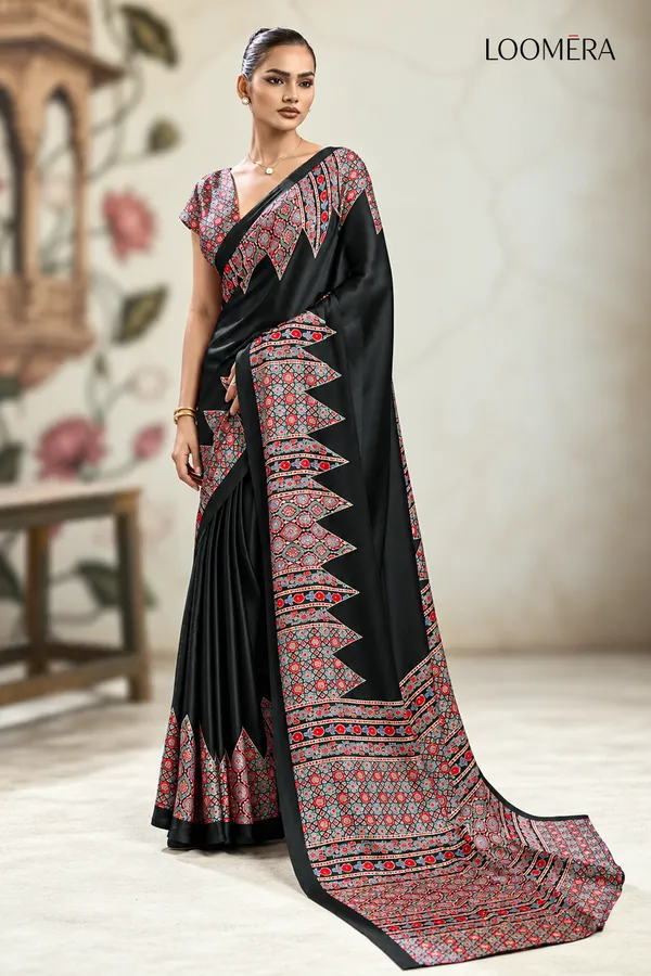Black_Premium_Satin_Saree_with_Ajrakh_Print