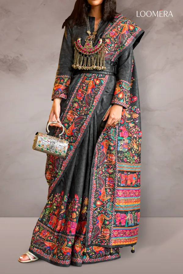 Black_Saree_with_Floral_Prints