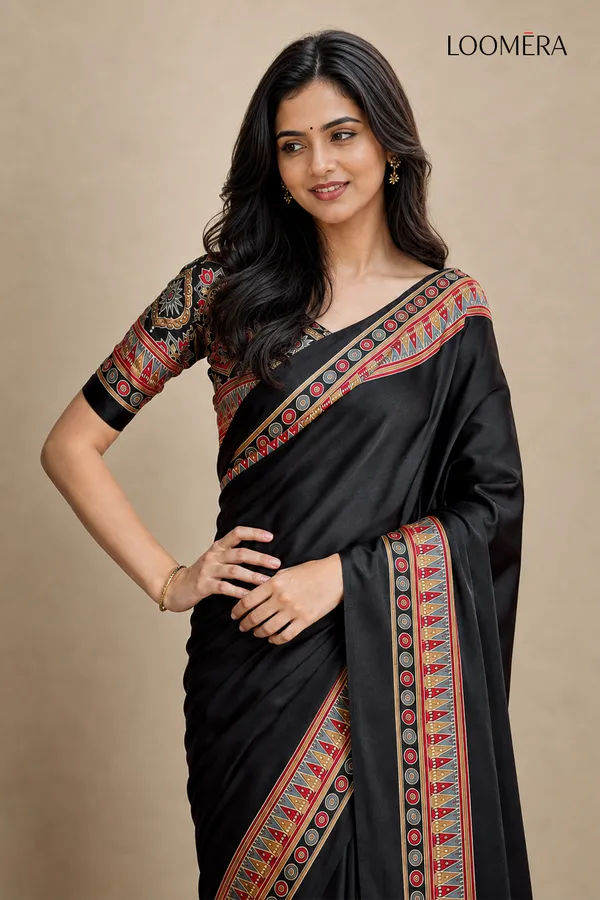 Black_and_Red_Ajrakh_Print_Modal_Silk_Saree