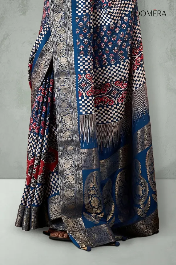 Blue_Ajrakh_Saree_with_Zari_Border