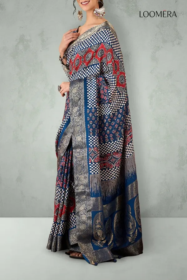 Blue_Ajrakh_Saree_with_Zari_Border