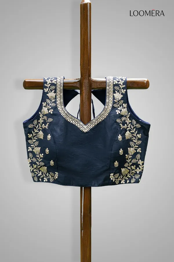 Blue_Floral_Embroidered_Readymade_Blouse