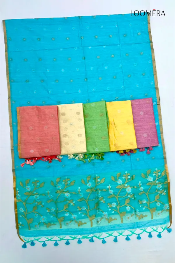 Blue_Munga_Cotton_Saree_with_Golden_Border