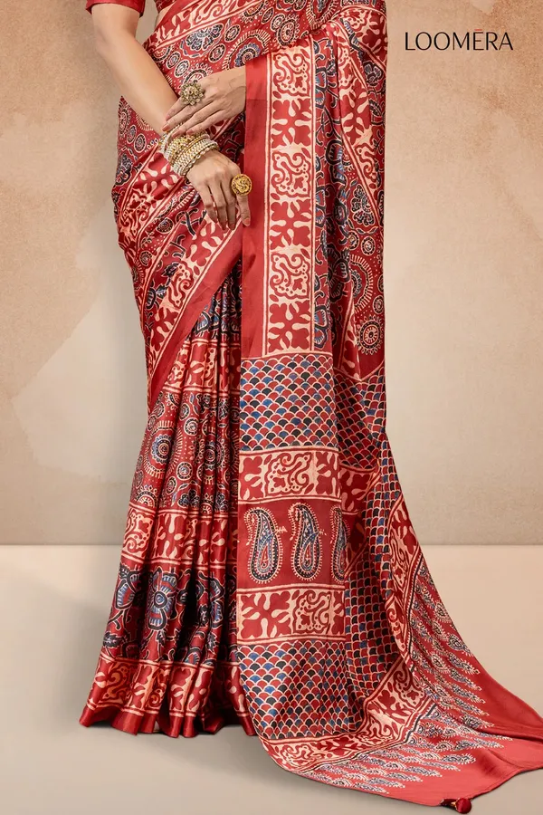 Brick_Red_Gajji_Silk_Saree_with_Prints