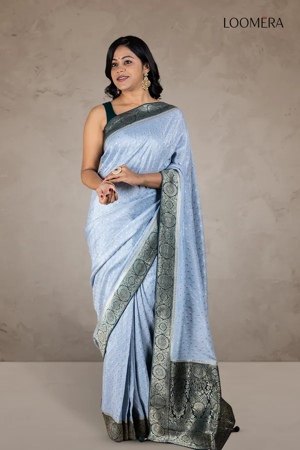 Sky_Blue_Saree_With_Buttas_And_Contrast_Zari_Border