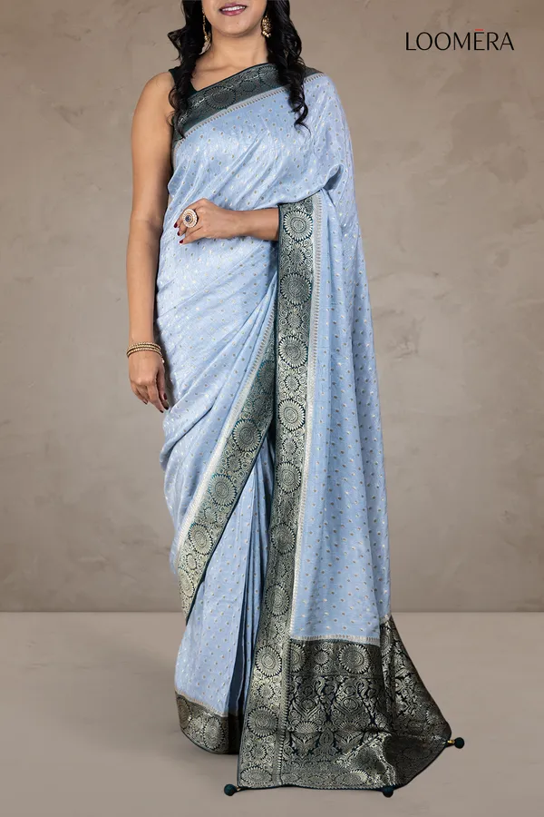 Sky_Blue_Saree_With_Buttas_And_Contrast_Zari_Border