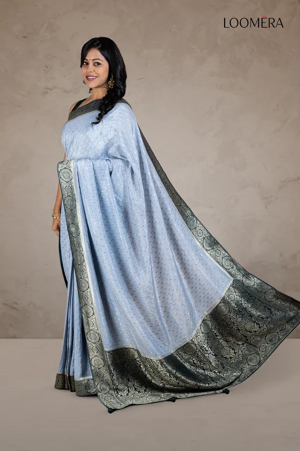 Sky_Blue_Saree_With_Buttas_And_Contrast_Zari_Border