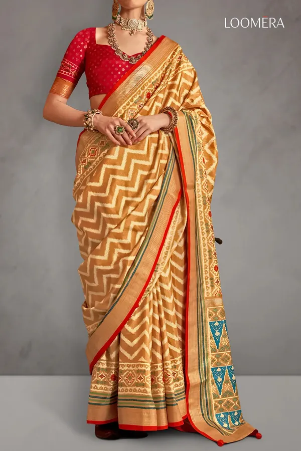 Caramel_Yellow_Viscose_Silk_Saree