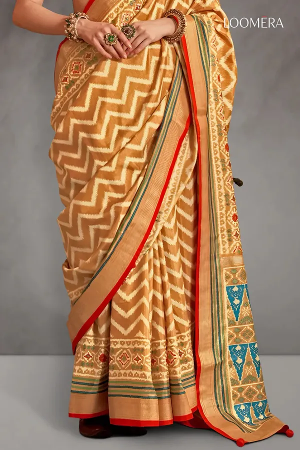Caramel_Yellow_Viscose_Silk_Saree