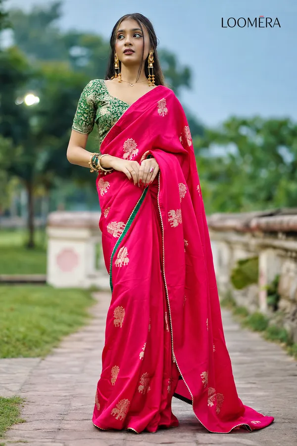 Dark_Pink_Saree_with_Golden_Zari_Work