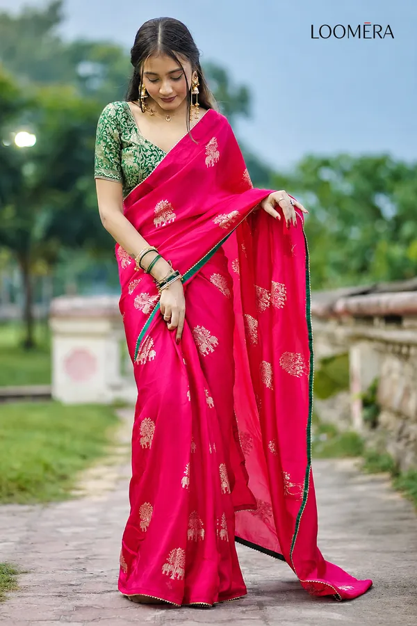 Dark_Pink_Saree_with_Golden_Zari_Work