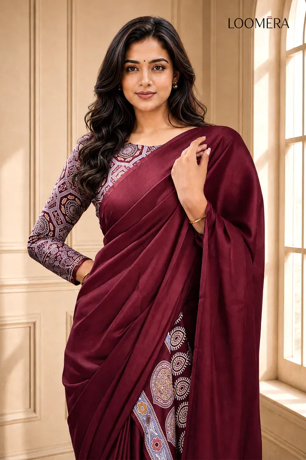 Premium_Maroon_Saree_with_Ajrakh_Pallu