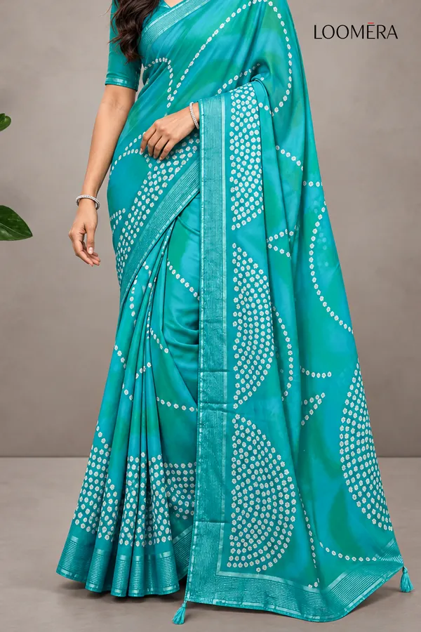 Ocean_Teal_Georgette_Saree