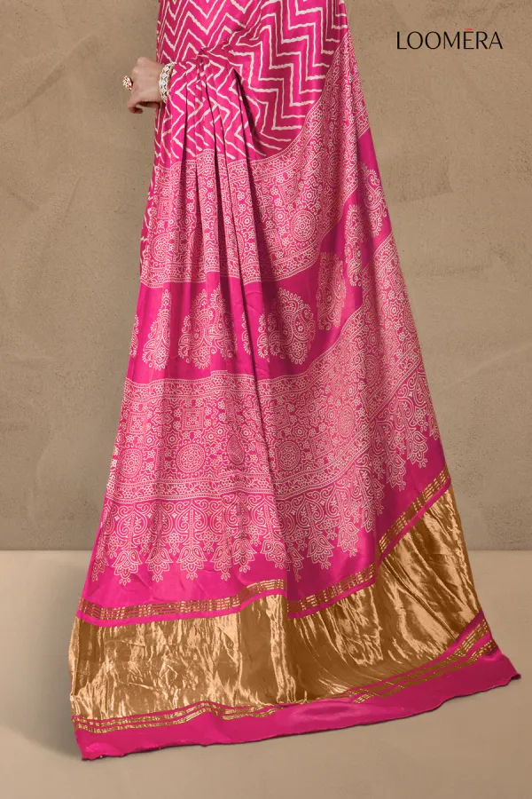 Pink_Modal_Silk_Saree_with_Hand_Block_Print