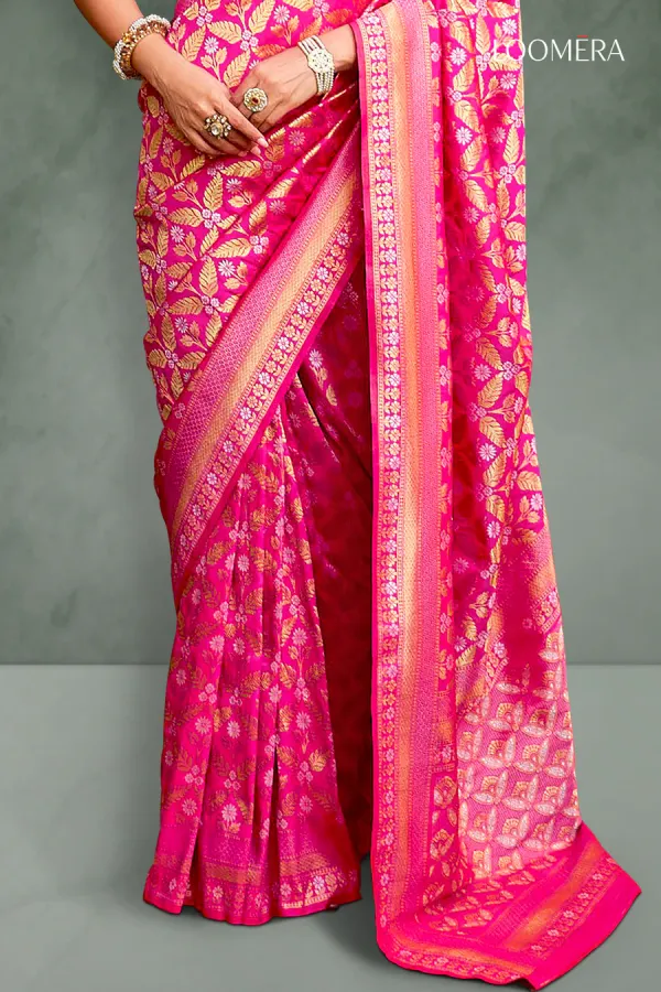Fuchsia_Pink_Viscose_Silk_Saree