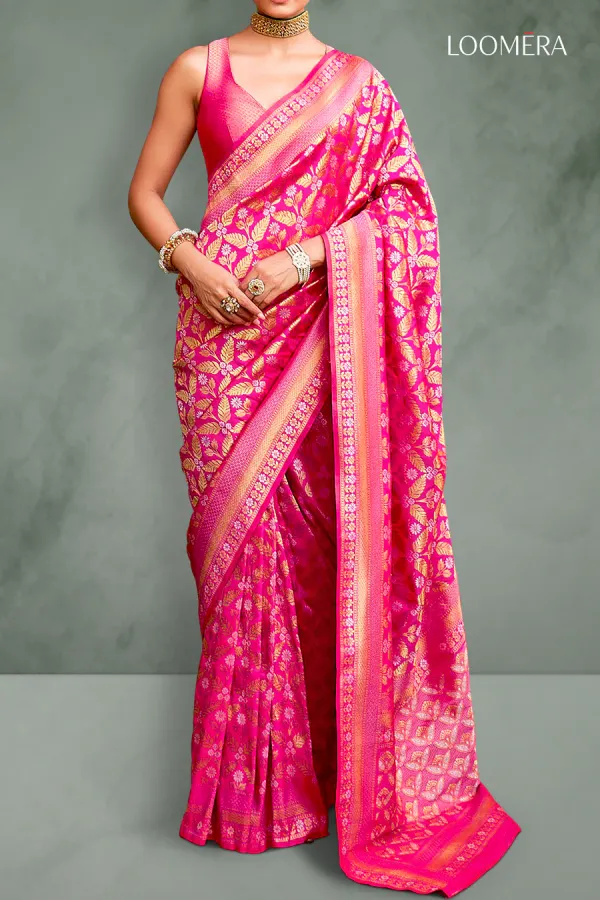 Fuchsia_Pink_Viscose_Silk_Saree