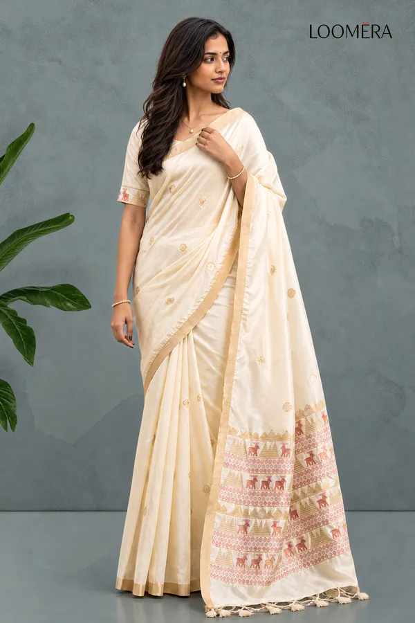 Ivory_Tussar_Silk_Saree_with_Golden_Border