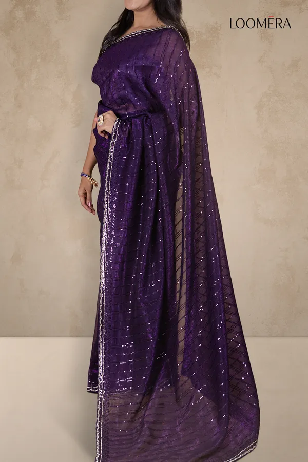 Dark_Purple_Simar_Net_Saree_With_Stone_And_Sequins_Work