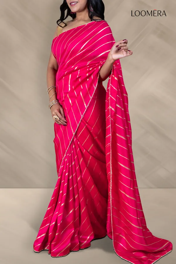 Rani_Pink_Saree_With_Traditional_Golden_Zari_Work