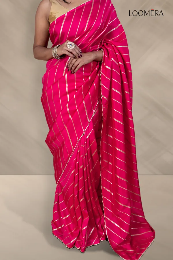 Rani_Pink_Saree_With_Traditional_Golden_Zari_Work