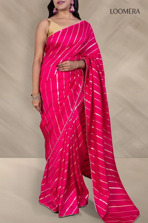 Rani_Pink_Saree_With_Traditional_Golden_Zari_Work