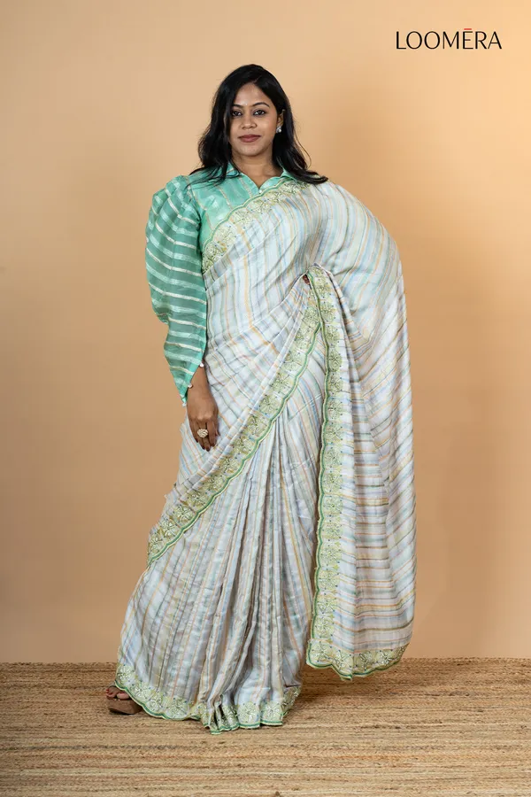 Multicolour_Jute_Cotton_Embroideried_Saree_With_Fancy_Blouse
