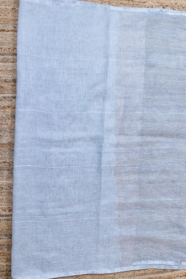 Grey_Linen_Saree_With_Sequin_Work_And_Silver_Zari_Border