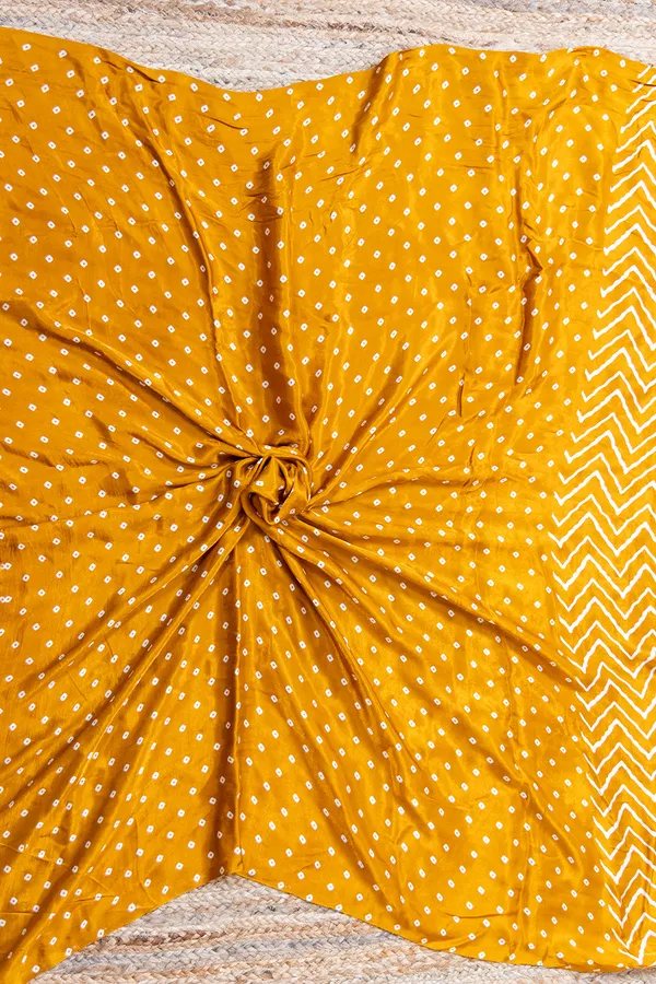 Mustard_Yellow_Ajrakh_Modal_Silk_Saree_With_Hand_Block_Print