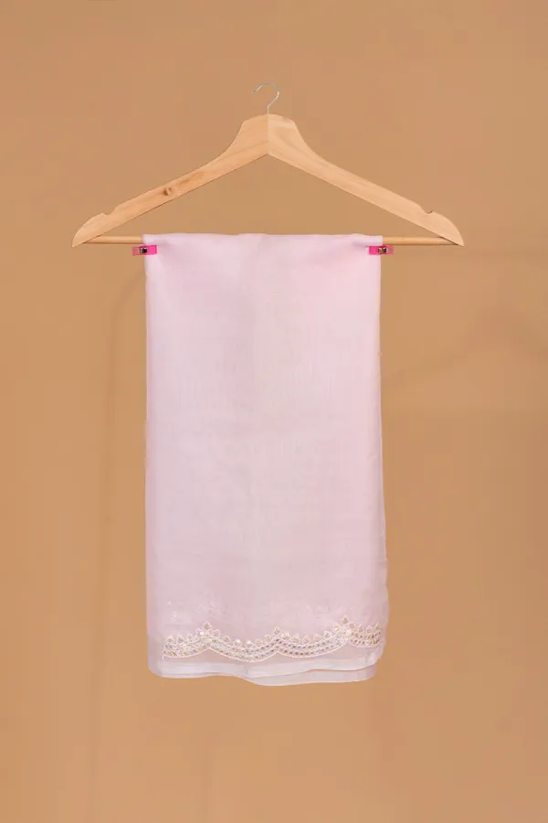 Pastel_Pink_Foil_Print_Organza_Saree_With_Mirror_Scallop_Border