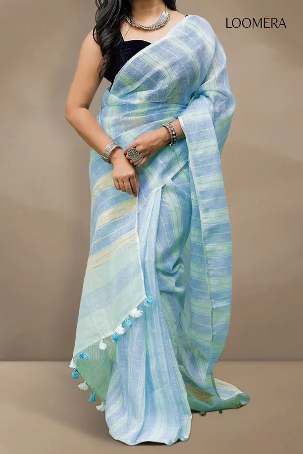 Light_Cyan_Linen_Saree
