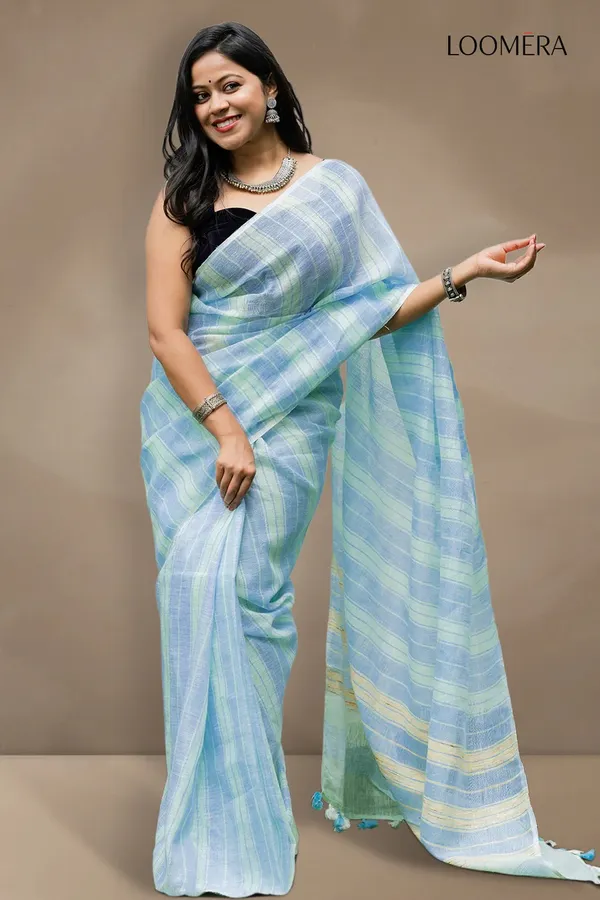 Light_Cyan_Linen_Saree