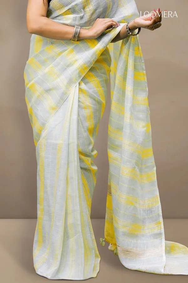 Light_Sage_and_Yellow_Linen_Saree