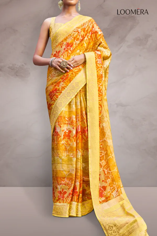 Marigold_Yellow_Saree_with_Jacquard_Border