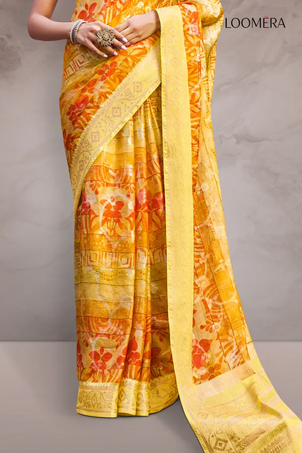 Marigold_Yellow_Saree_with_Jacquard_Border