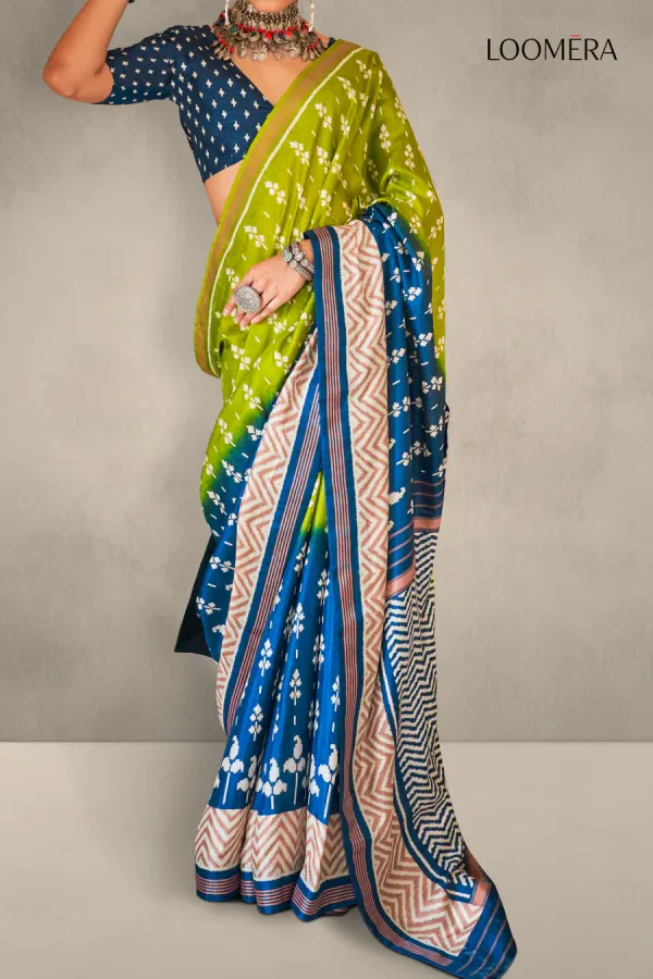 Olive_Green_and_Blue_Soft_Silk_Saree