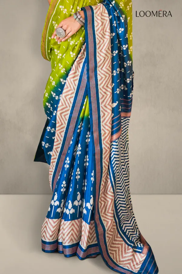 Olive_Green_and_Blue_Soft_Silk_Saree