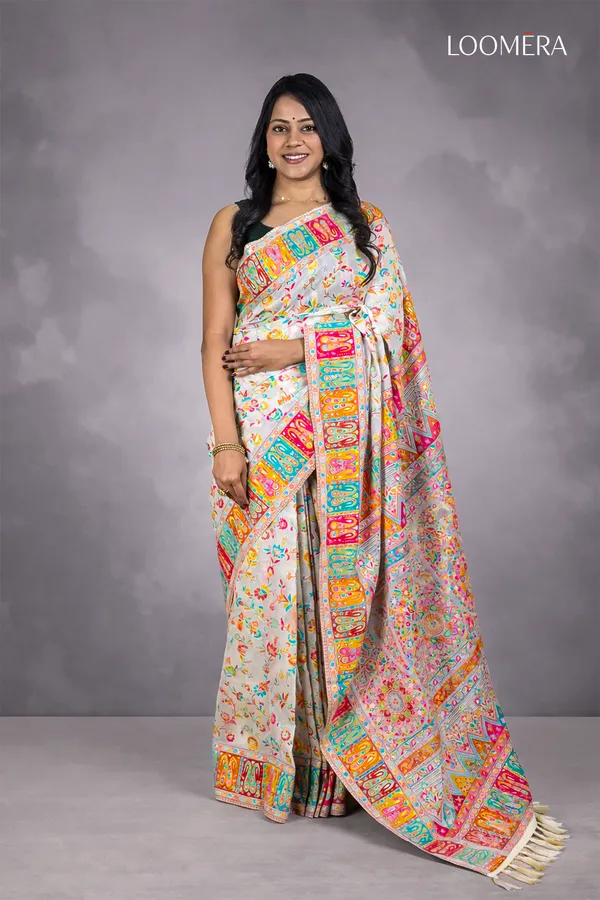 Multicolor_Semi_Silk_Saree_With_Intricate_Pashmina_Work