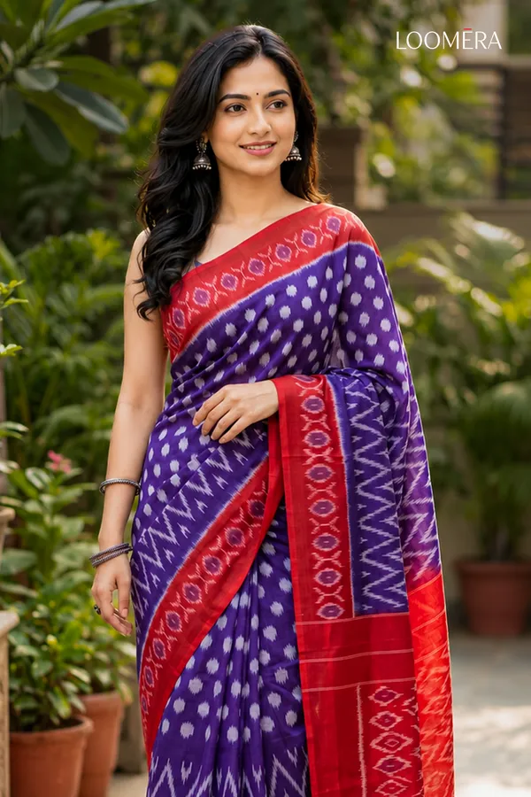 Purple_and_Red_Cotton_Linen_Saree