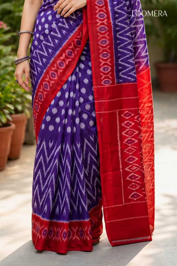 Purple_and_Red_Cotton_Linen_Saree
