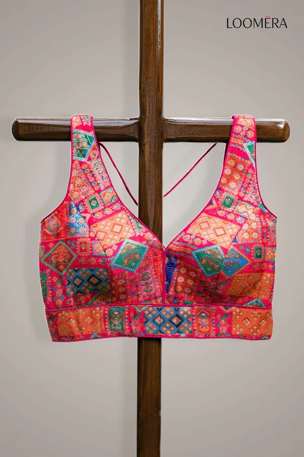 Red_Multicolor_Sweetheart_Neck_Readymade_Blouse