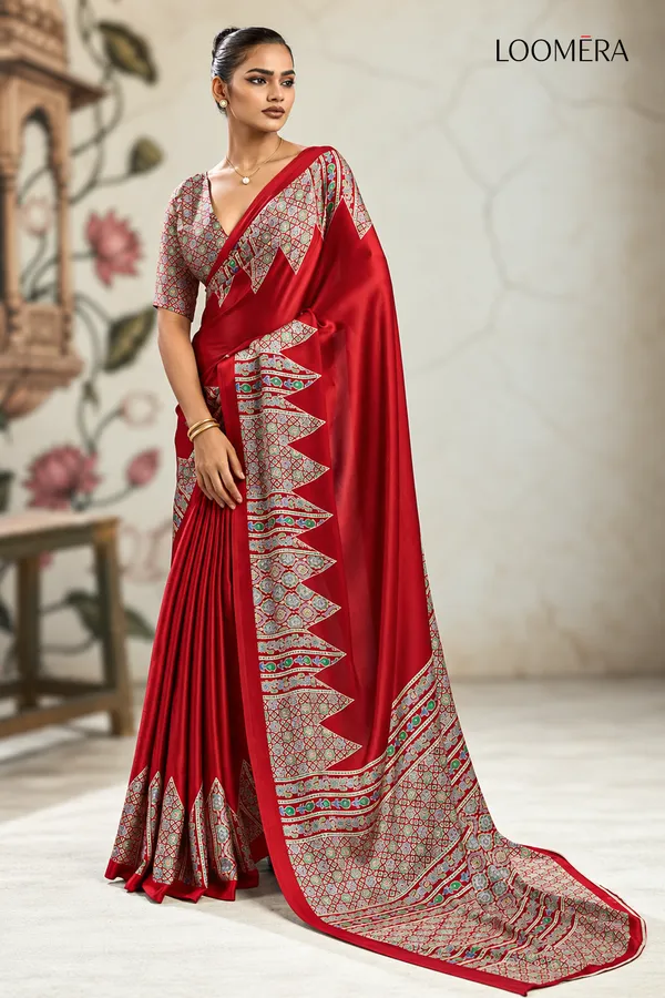 Red_Premium_Satin_Saree_with_Ajrakh_Print