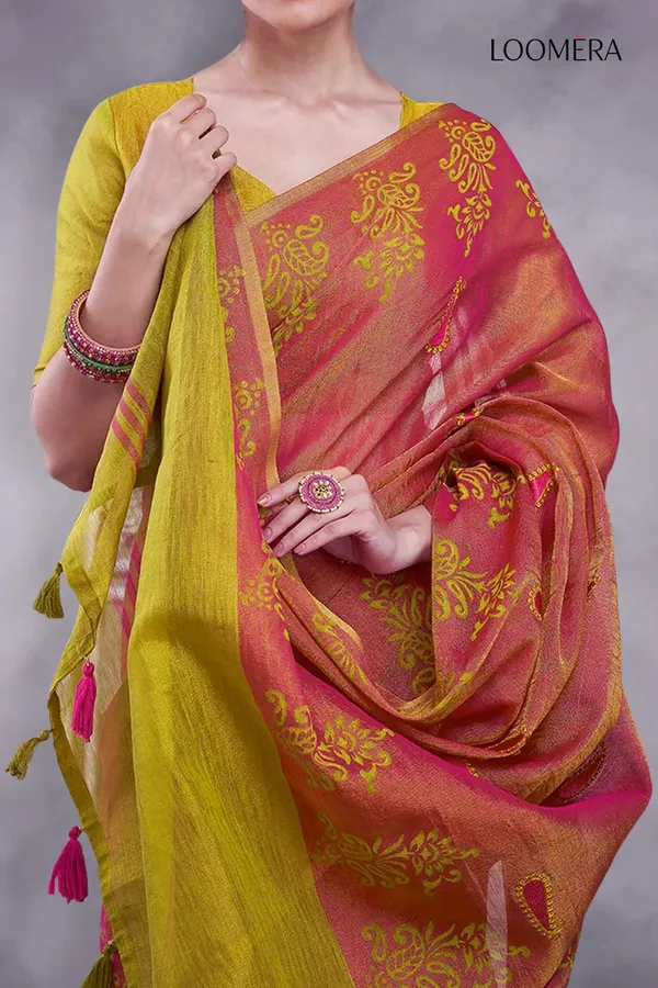 Reddish_Pink_Cotton_Silk_Saree