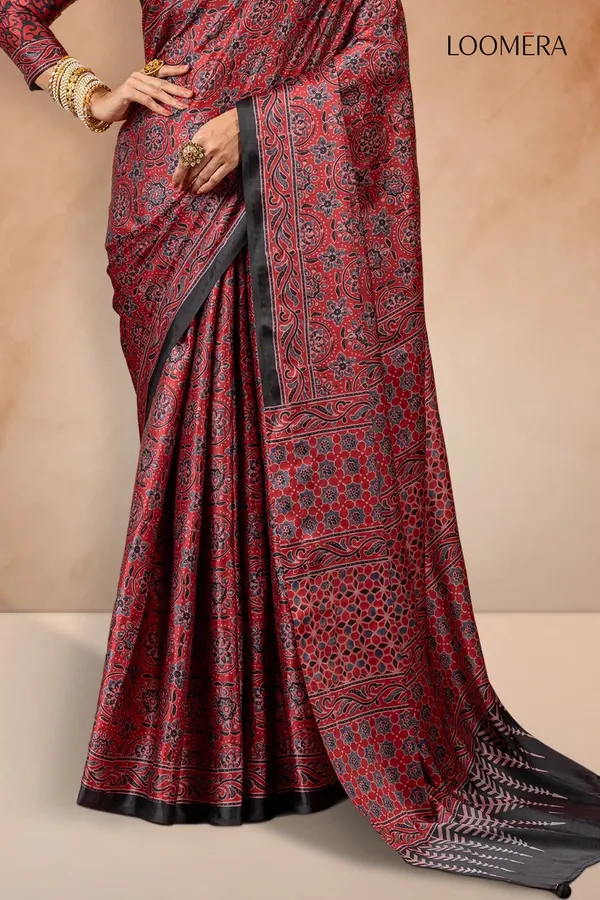 Ruby_Red_Gajji_Silk_Saree_with_Prints