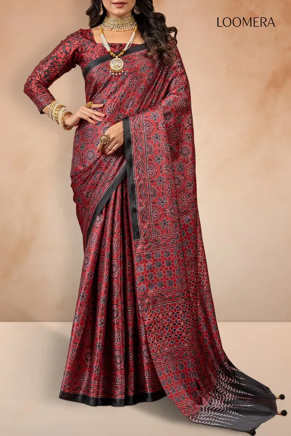 Ruby_Red_Gajji_Silk_Saree_with_Prints