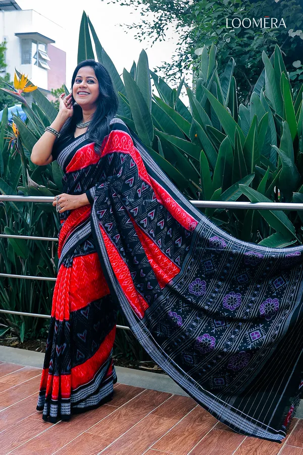 Black_And_Red_Pure_Sambalpuri_Cotton_Saree