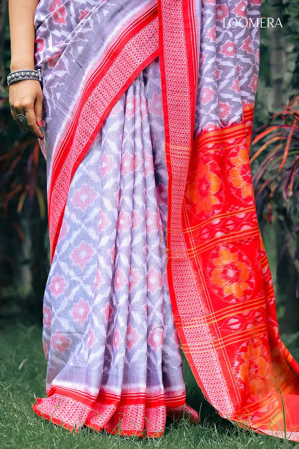 Red_And_Lavender_Ikat_Handloom_Saree