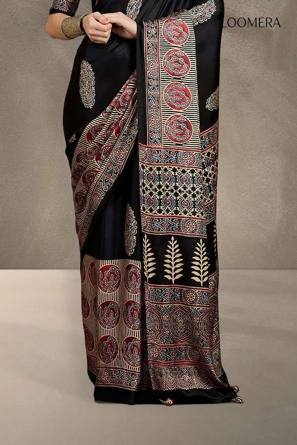 Black_Modal_Gaji_Silk_Saree_With_Ajrakh_Prints