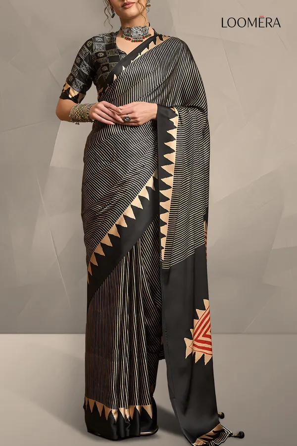 Black_Ajrakh_Gaji_Silk_Saree_With_Stripes